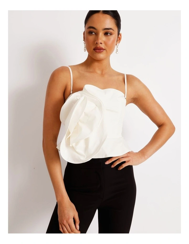 Structured Ruffle Top in Ivory image 4