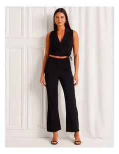 Wrap Collared Vest in Black