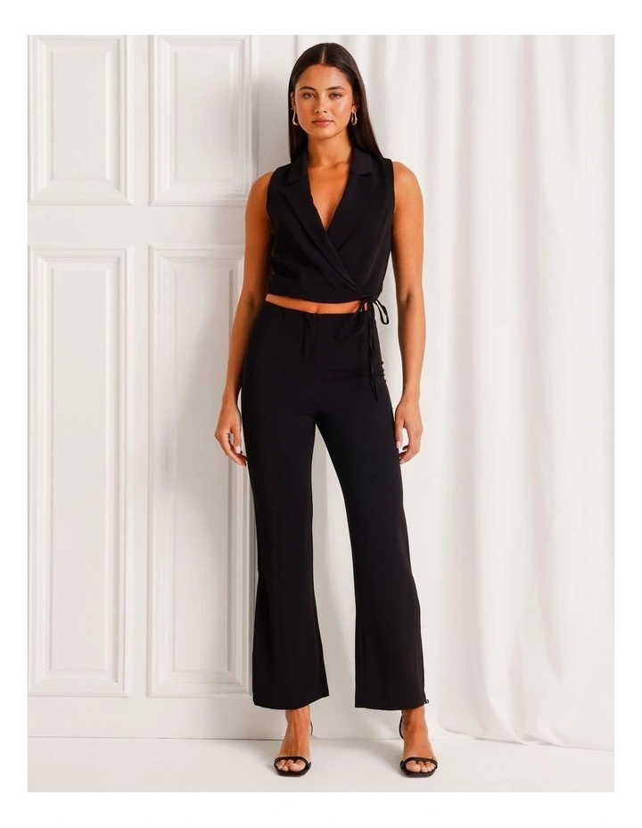 Wrap Collared Vest in Black image 1