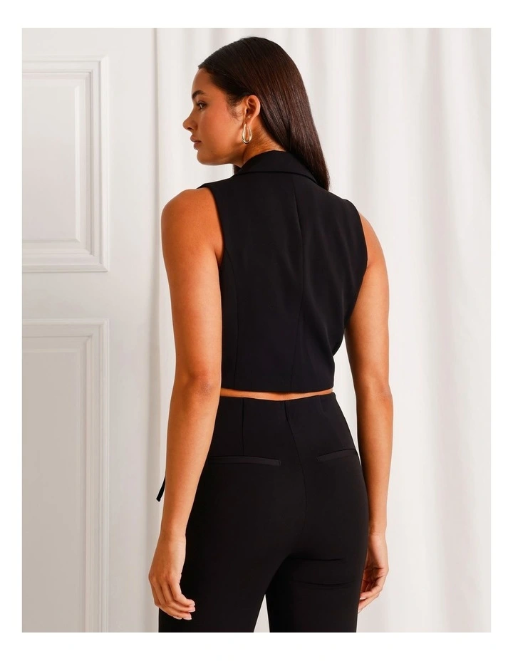 Wrap Collared Vest in Black image 5
