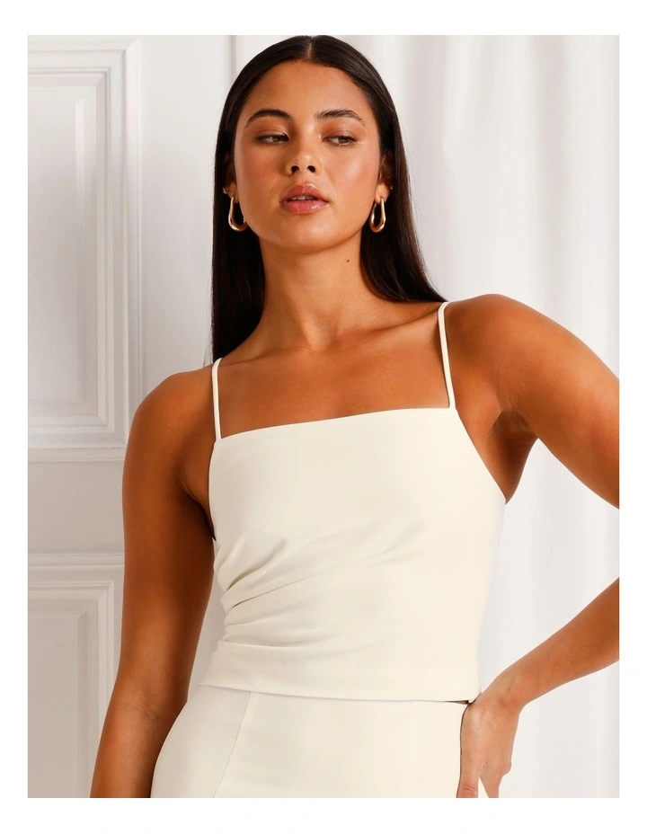 Co-Ord Ruched Side Cami Top in Ivory image 2