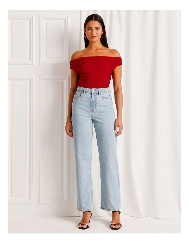 Textured Twist Cowl Neck Top in Ruby image 2