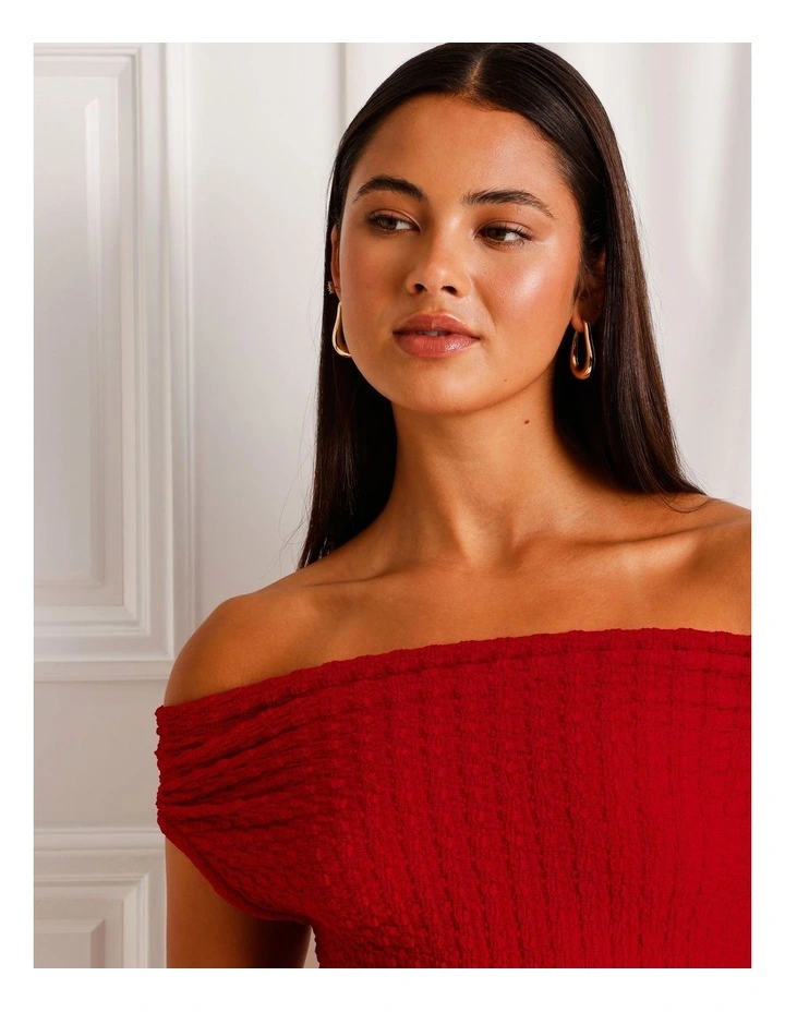 Textured Twist Cowl Neck Top in Ruby image 4