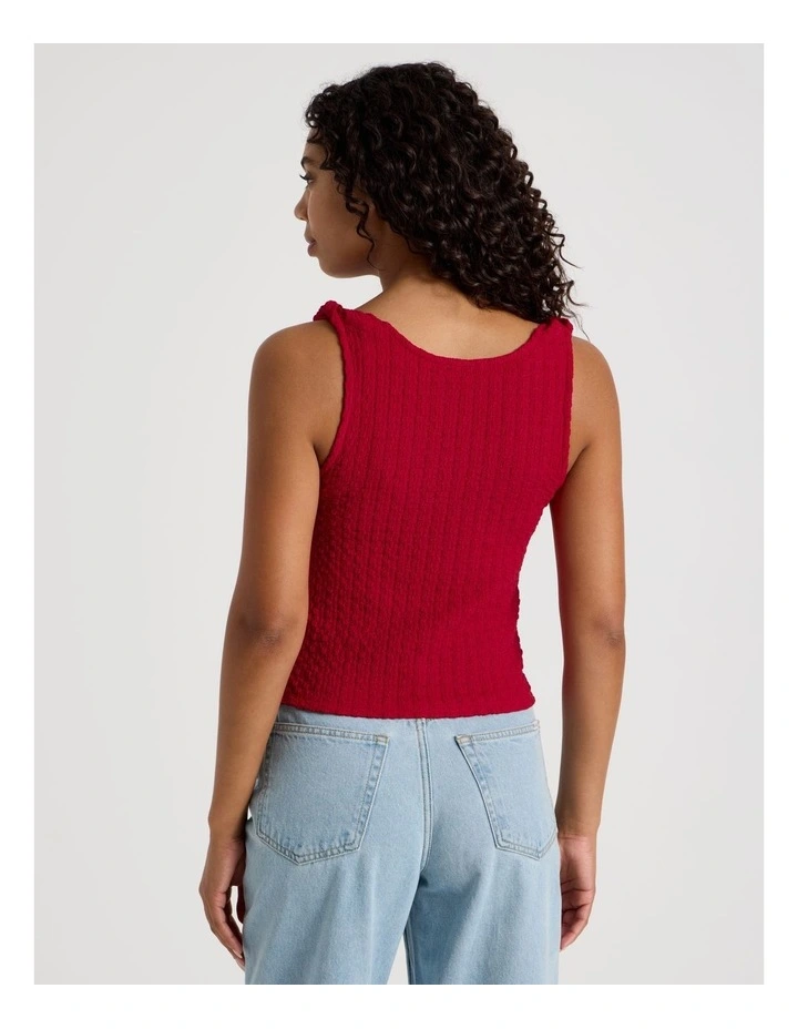 Textured Twist Cowl Neck Top in Ruby image 6