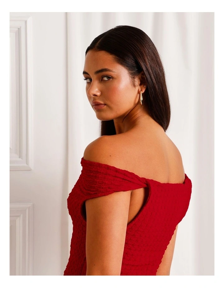 Textured Twist Cowl Neck Top in Ruby image 6