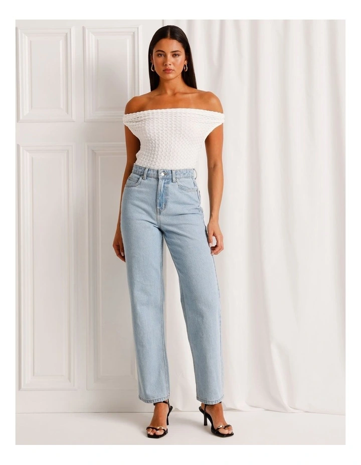 Textured Twist Cowl Neck Top in White image 1