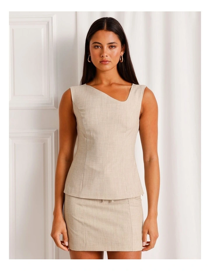 Asymmetric Neck Top in Stone image 2