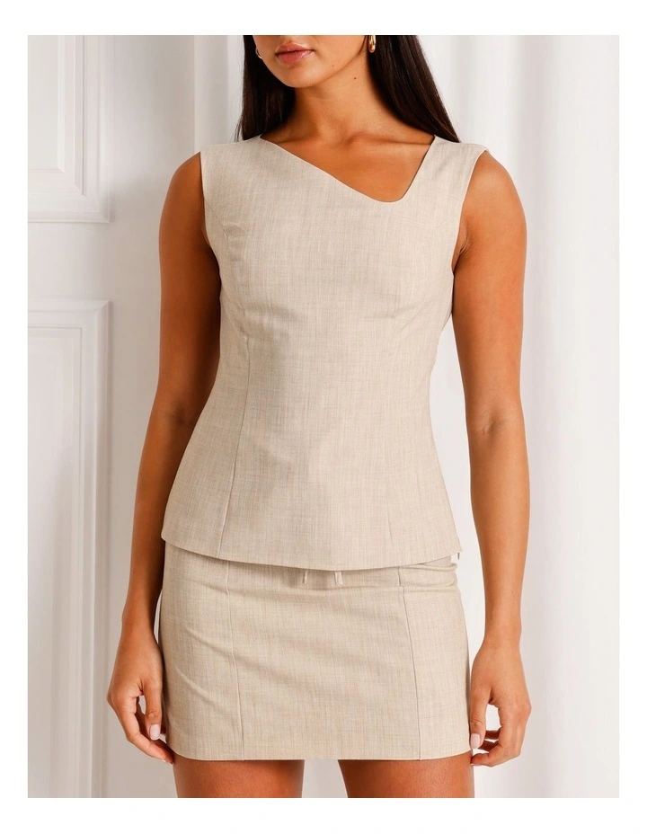 Asymmetric Neck Top in Stone image 4