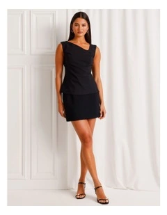Asymmetric Neck Top in Black