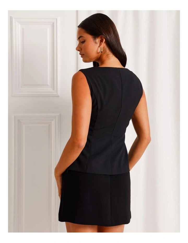 Asymmetric Neck Top in Black image 5