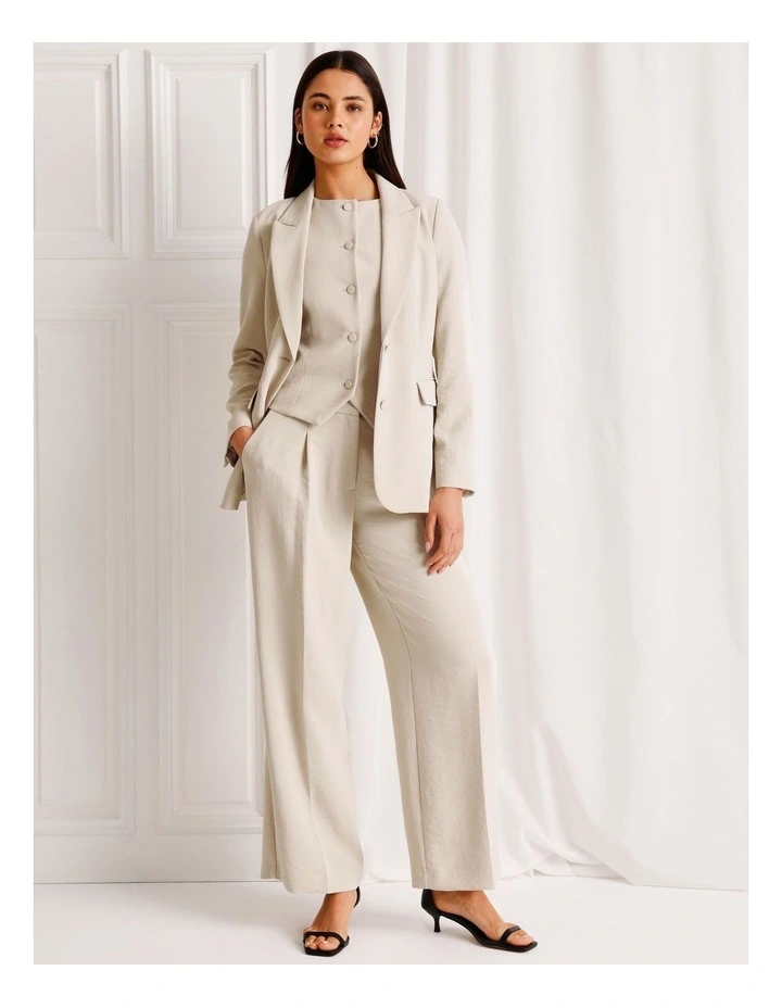 Pleat Front Wide Leg Pant in Stone image 2