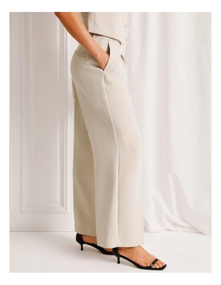 Pleat Front Wide Leg Pant in Stone image 4