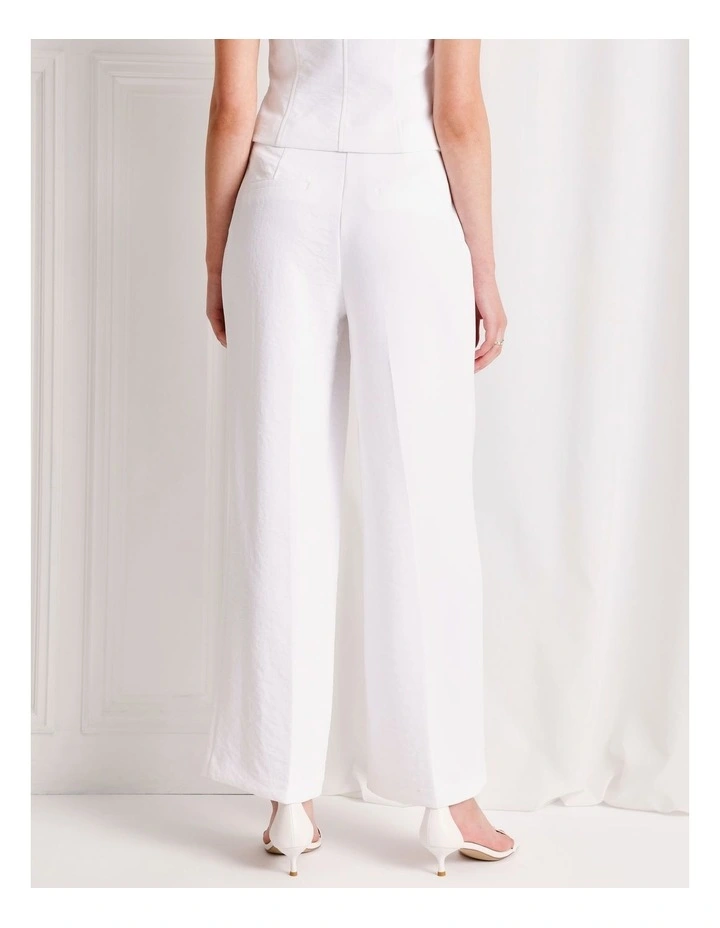 Pleat Front Wide Leg Pant in White image 4