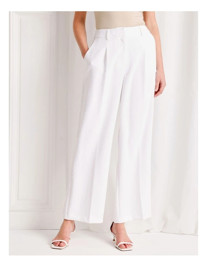 Pleat Front Wide Leg Pant in White image 6