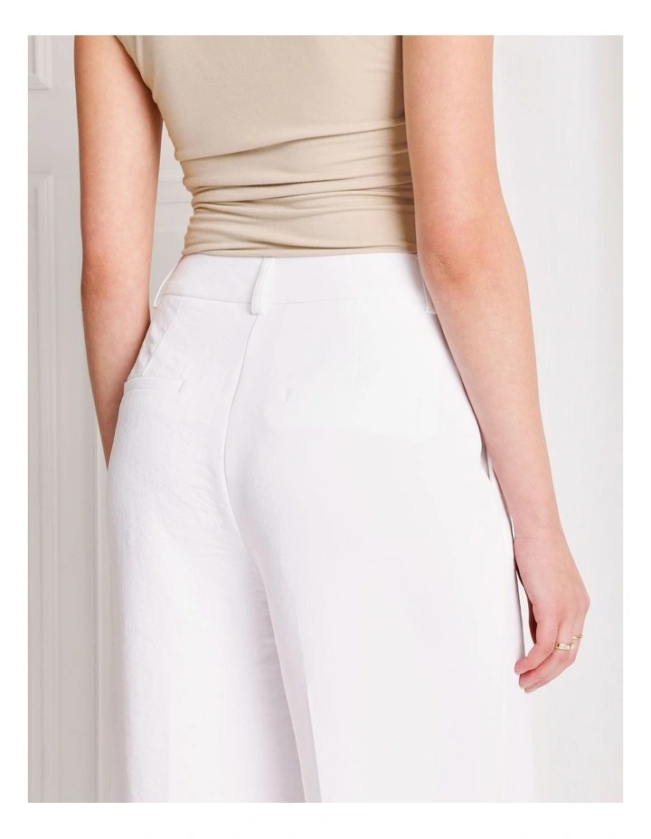Pleat Front Wide Leg Pant in White image 7