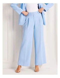 Pleat Front Wide Leg Pant in Light Blue