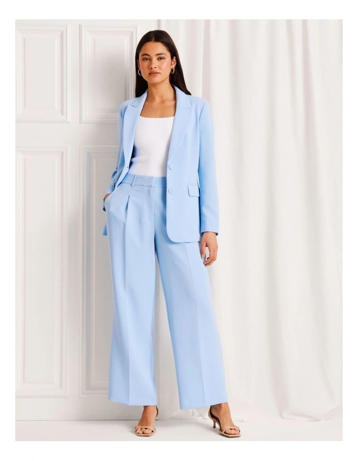 Pleat Front Wide Leg Pant in Light Blue image 2