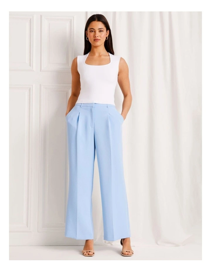 Pleat Front Wide Leg Pant in Light Blue image 3