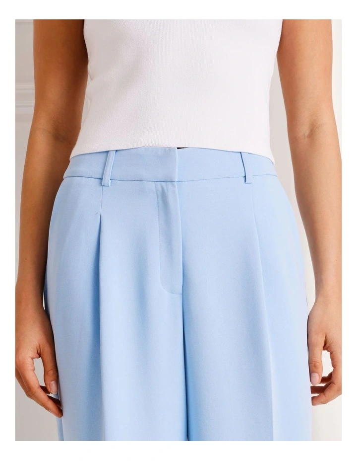 Pleat Front Wide Leg Pant in Light Blue image 4