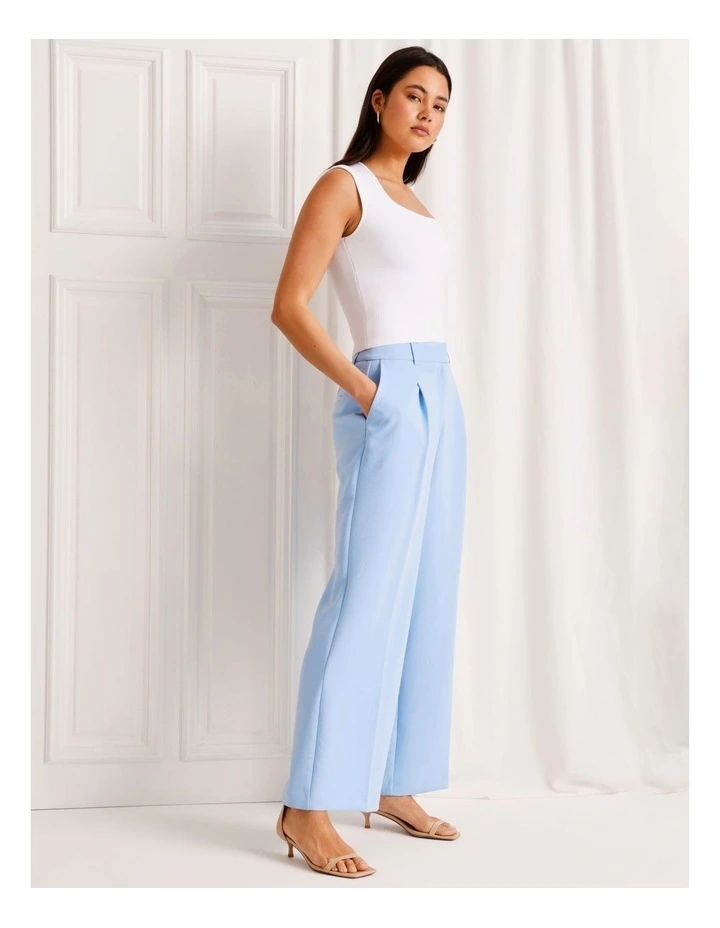 Pleat Front Wide Leg Pant in Light Blue image 5