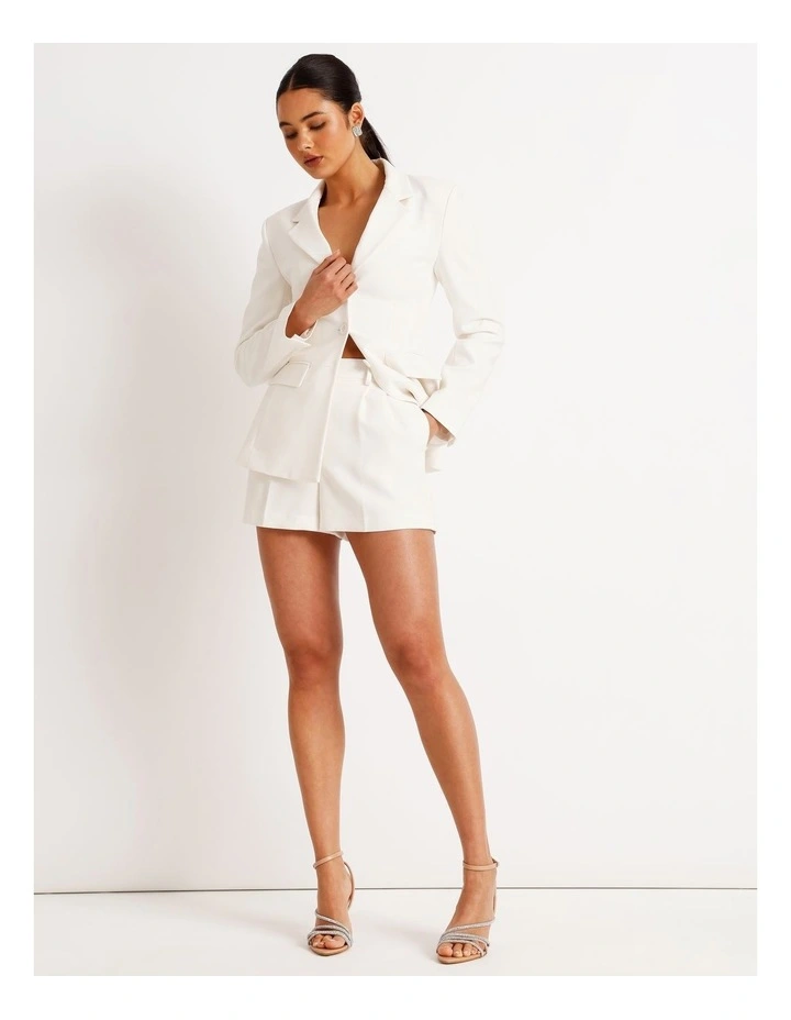 Pleat Front Mini Short in Ivory image 1