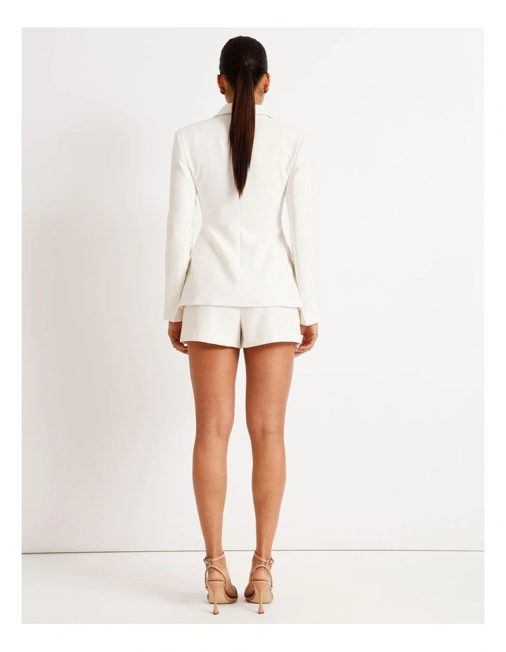Pleat Front Mini Short in Ivory image 5