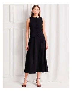 Panelled Full Midi Skirt in Black