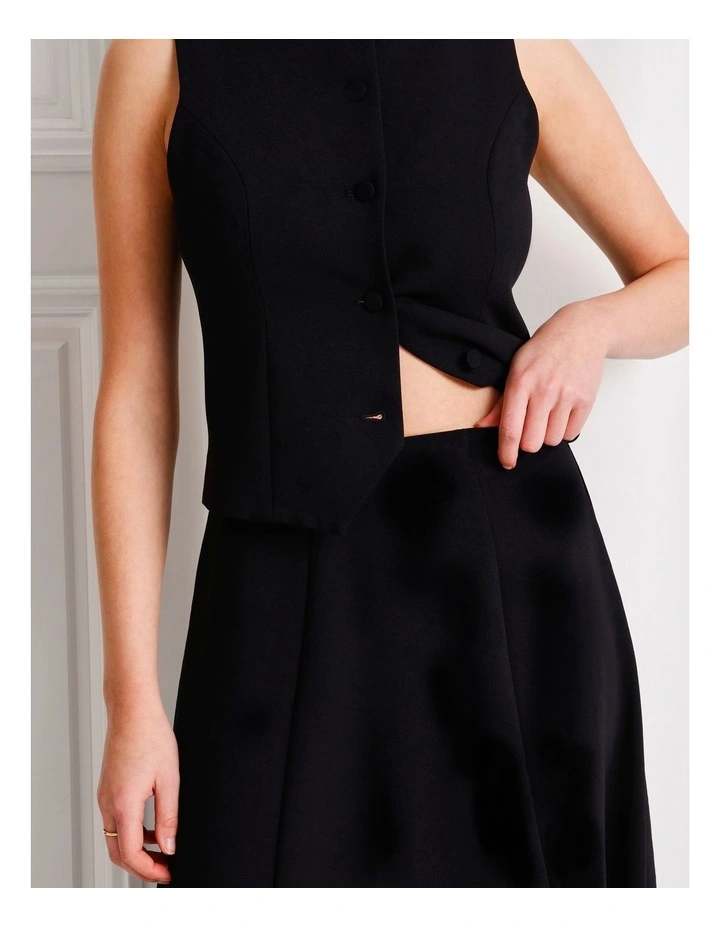 Panelled Full Midi Skirt in Black image 3
