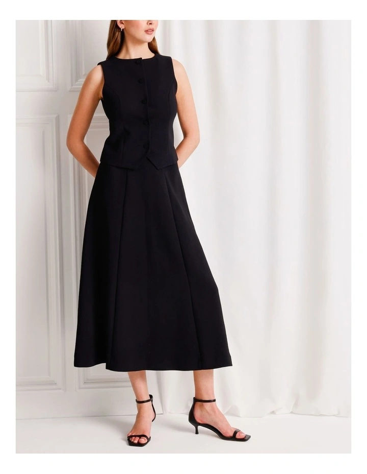 Panelled Full Midi Skirt in Black image 5