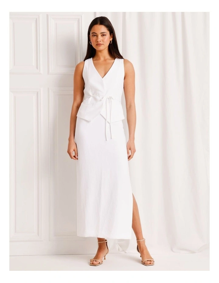 Tailored Maxi Skirt in White image 2
