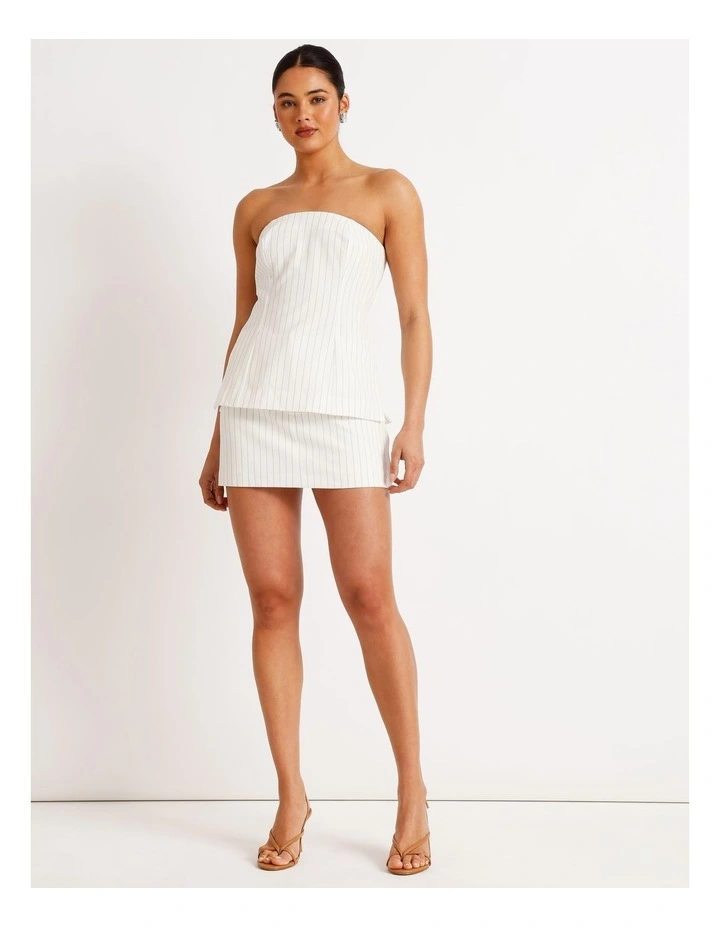 Pinstripe Skort in Black/White image 1