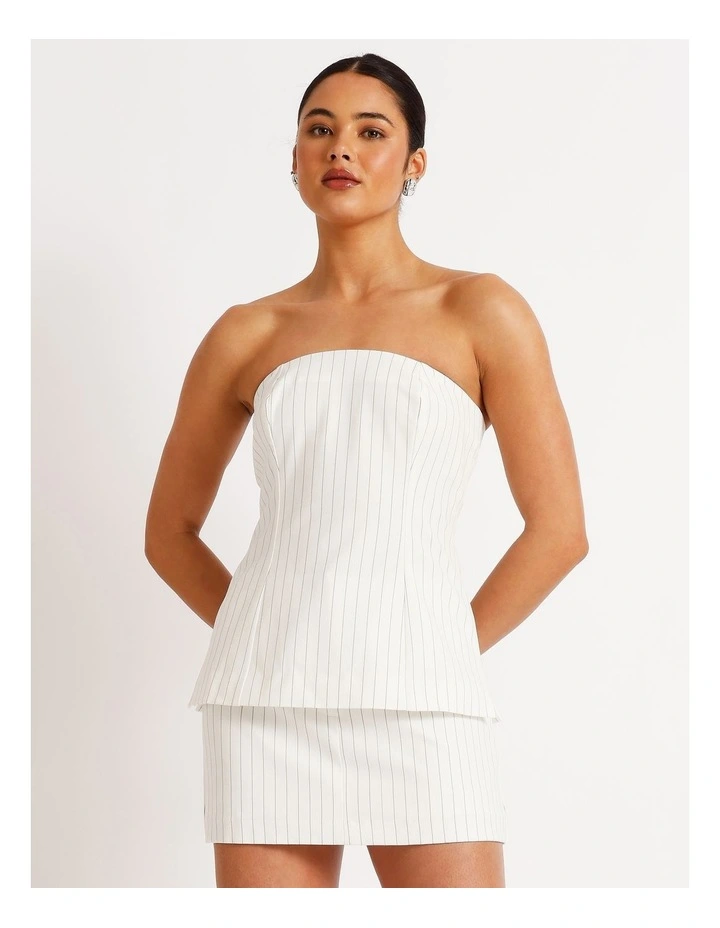 Pinstripe Skort in Black/White image 3
