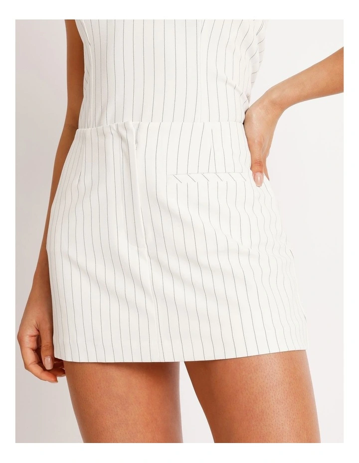Pinstripe Skort in Black/White image 4