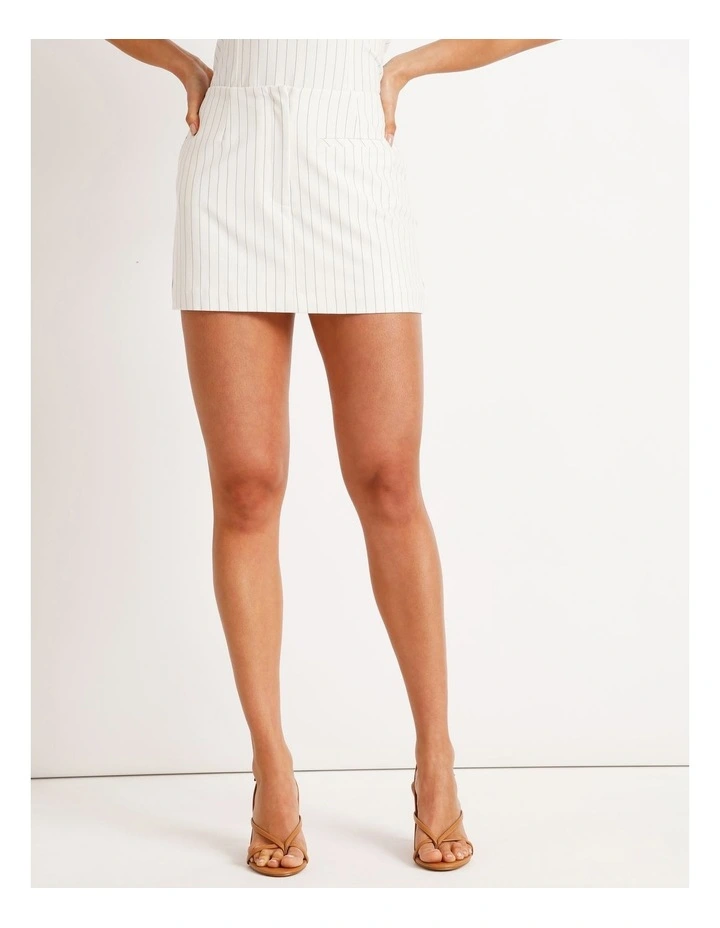Pinstripe Skort in Black/White image 5