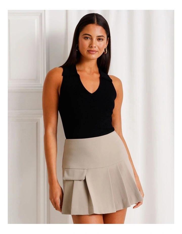 Pleated Mini Skirt in Taupe image 2