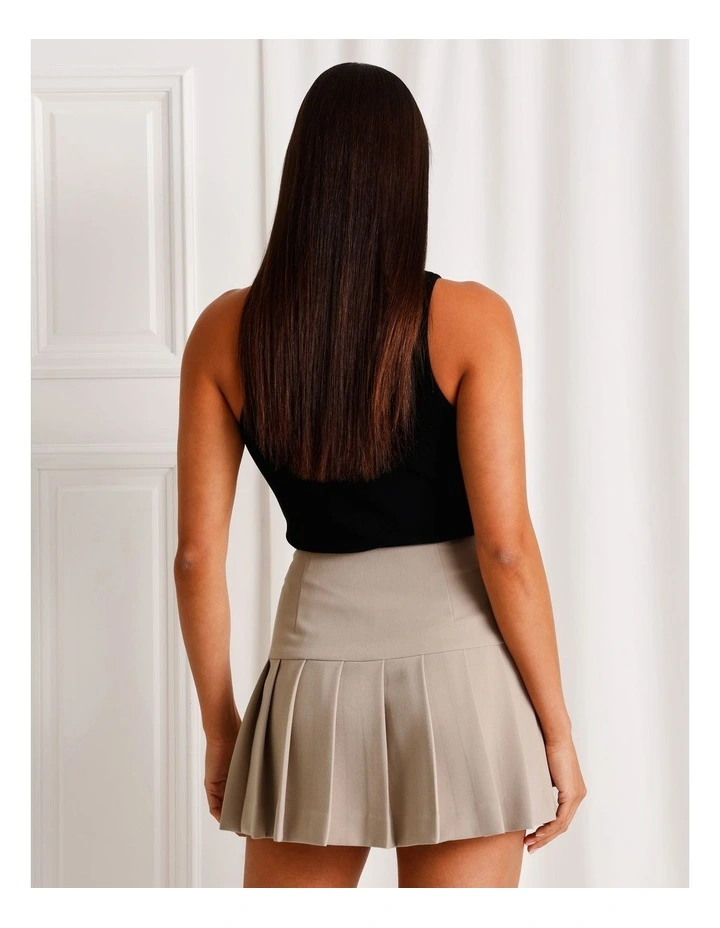 Pleated Mini Skirt in Taupe image 5