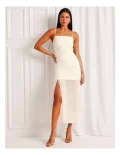Co-Ord Pleated Sheer Maxi Skirt in Ivory
