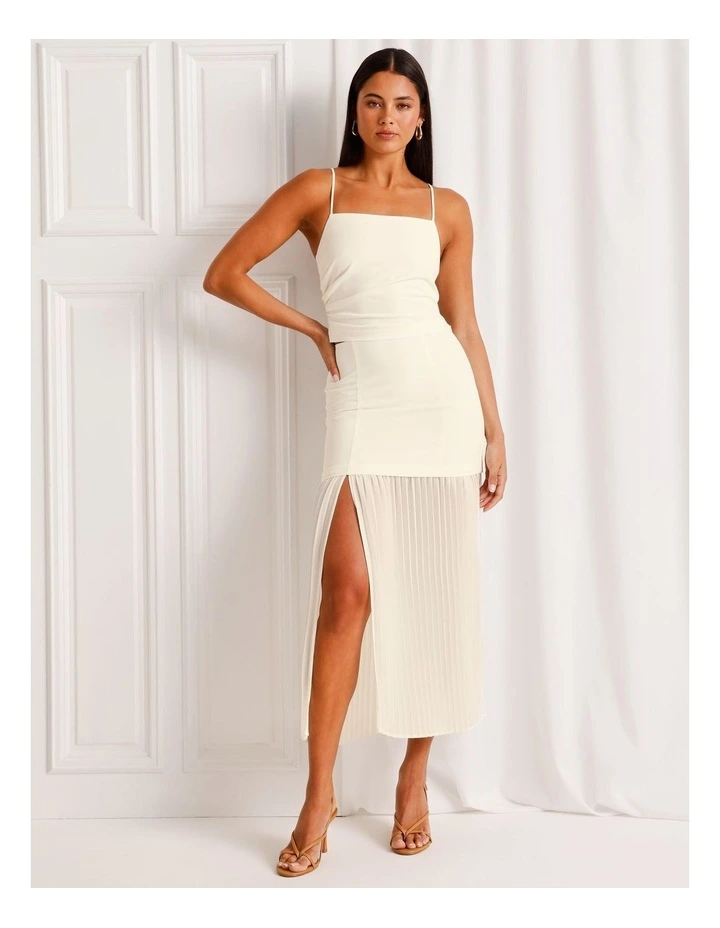 Co-Ord Pleated Sheer Maxi Skirt in Ivory image 1