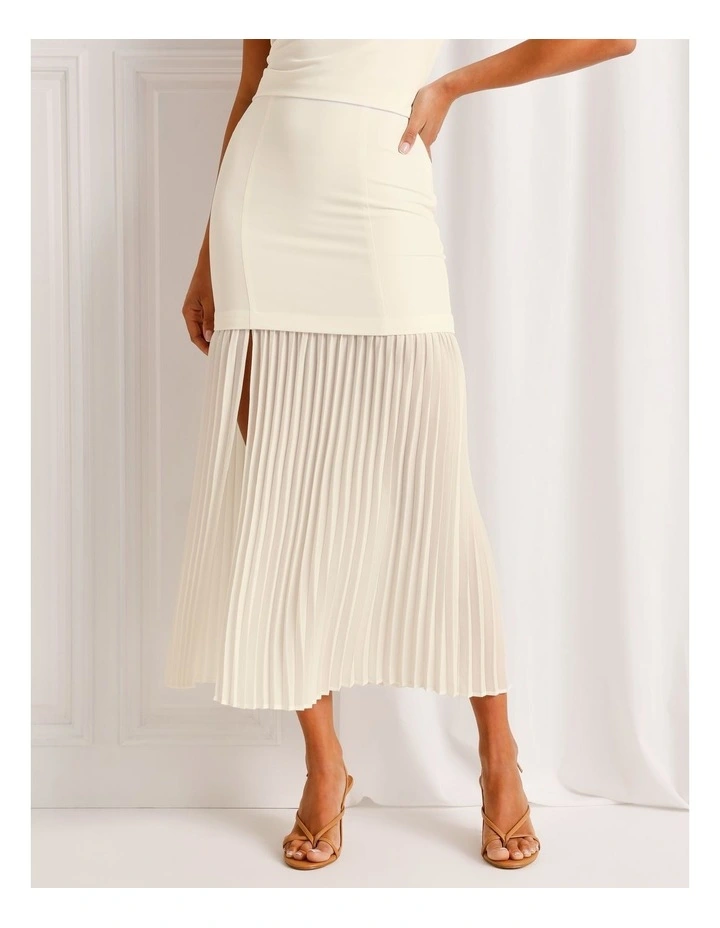 Co-Ord Pleated Sheer Maxi Skirt in Ivory image 2