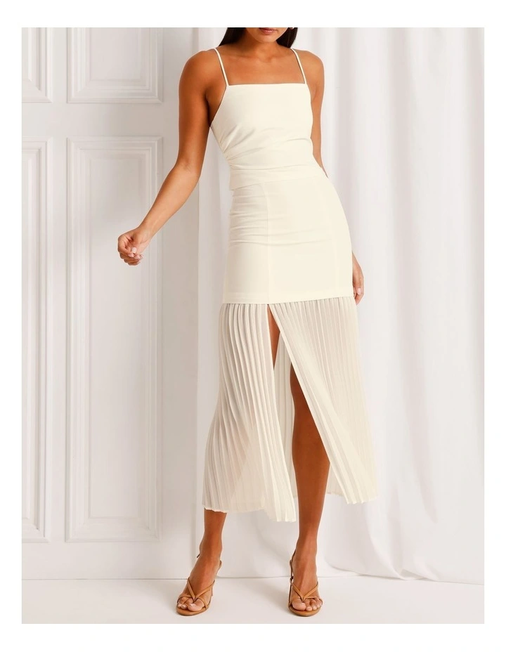 Co-Ord Pleated Sheer Maxi Skirt in Ivory image 3