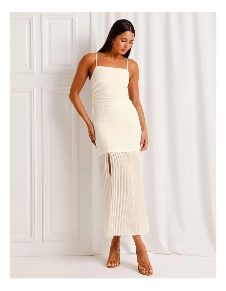 Co-Ord Pleated Sheer Maxi Skirt in Ivory image 4