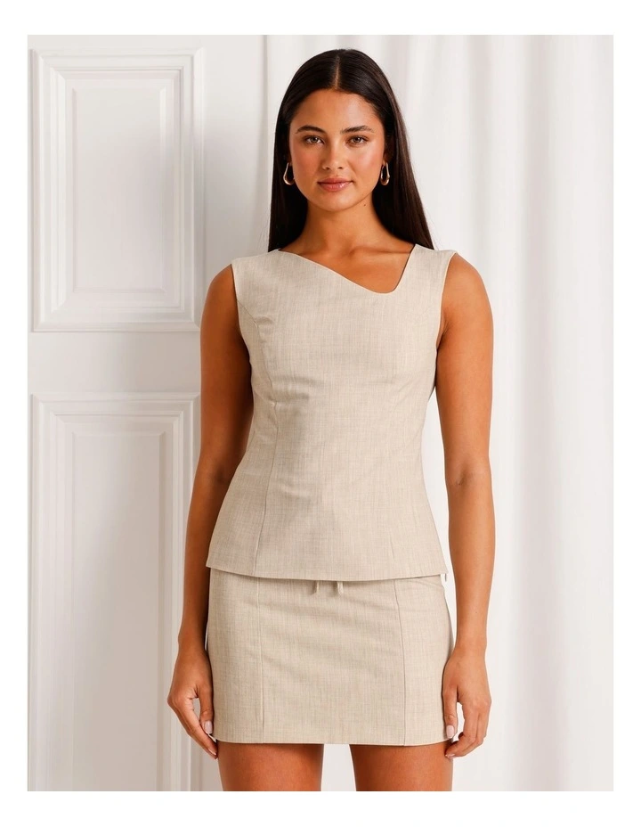 Tie Waist Mini Skirt in Stone image 5