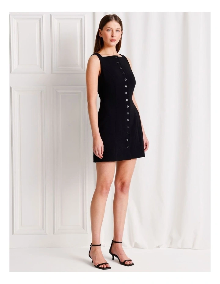 Tailored Button Up Mini Dress in Black image 4
