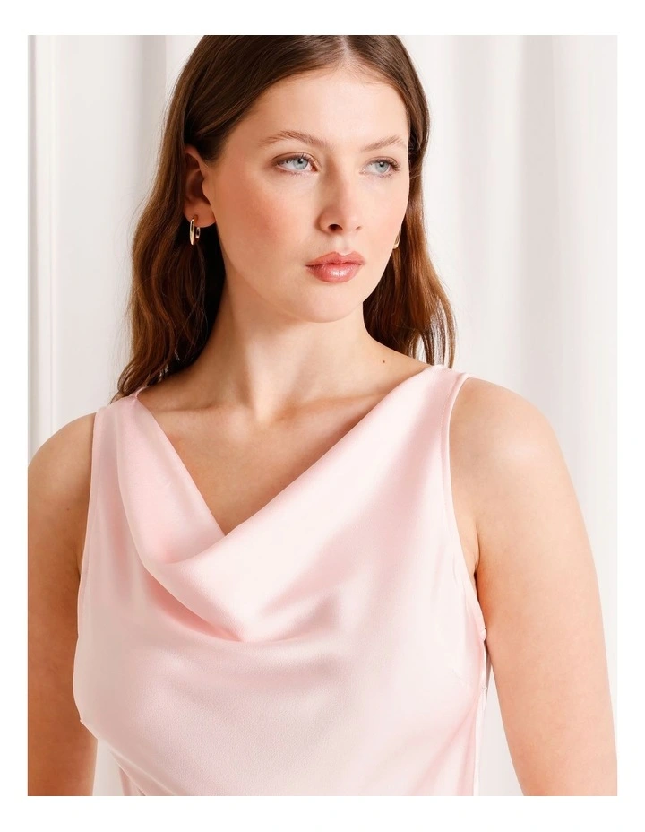 Satin Ruffle Maxi Dress in Light Pink image 5