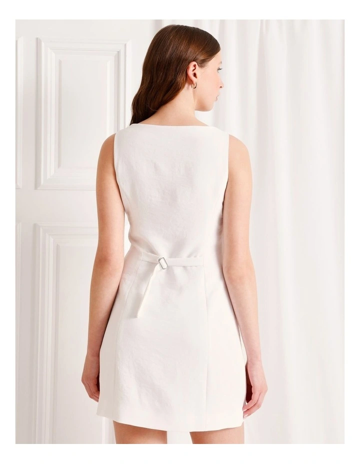 Tailored Button Up Mini Dress in White image 6