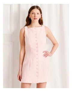 Tailored Button Up Mini Dress in Light Pink