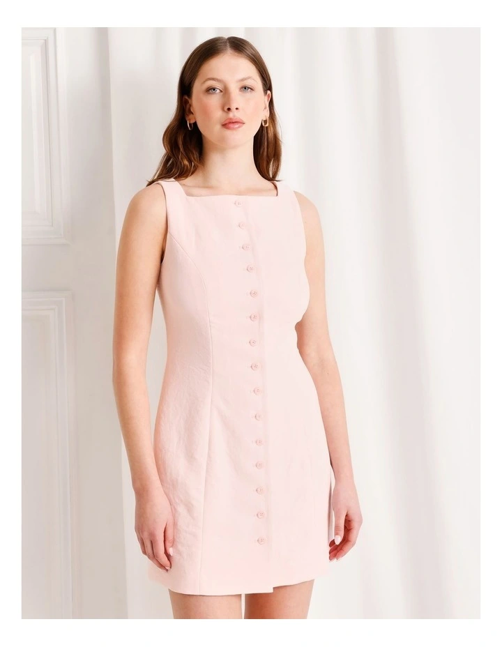Tailored Button Up Mini Dress in Light Pink image 3