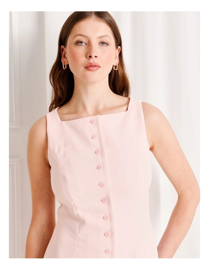 Tailored Button Up Mini Dress in Light Pink image 4