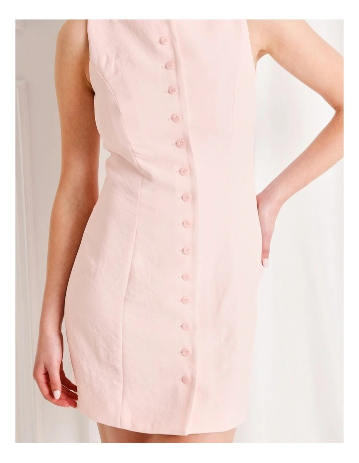 Tailored Button Up Mini Dress in Light Pink image 5