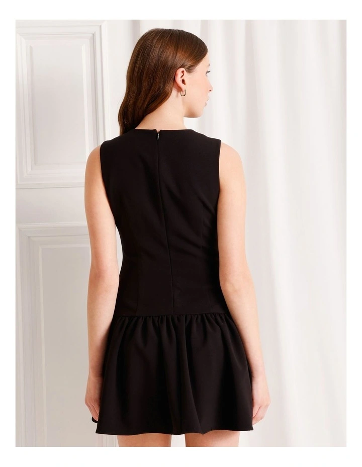 Tailored Drop Waist Mini Dress in Black image 6
